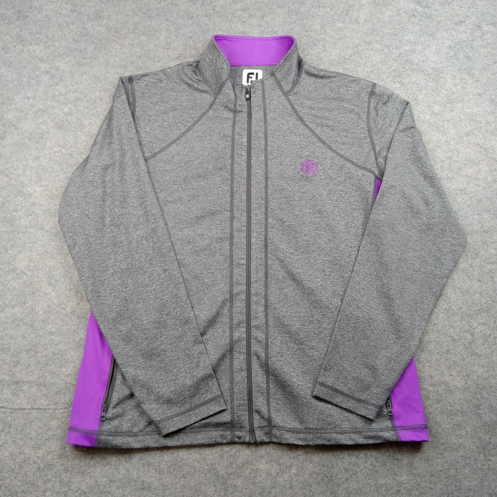 FootJoy Jacket Women XL Gray Purple Full Zip Golf Performance‎ Stretch Jacket
